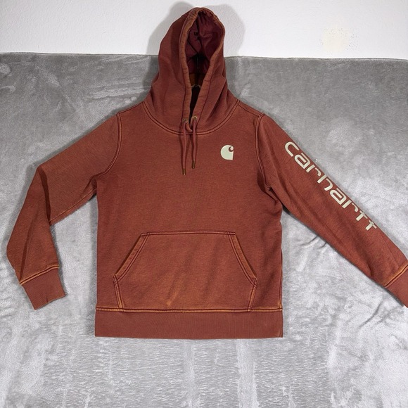 Carhartt Tops - Carhartt‎ Hoodie Women's Small Orange Outdoors Western Workwear Cowgirl Casual